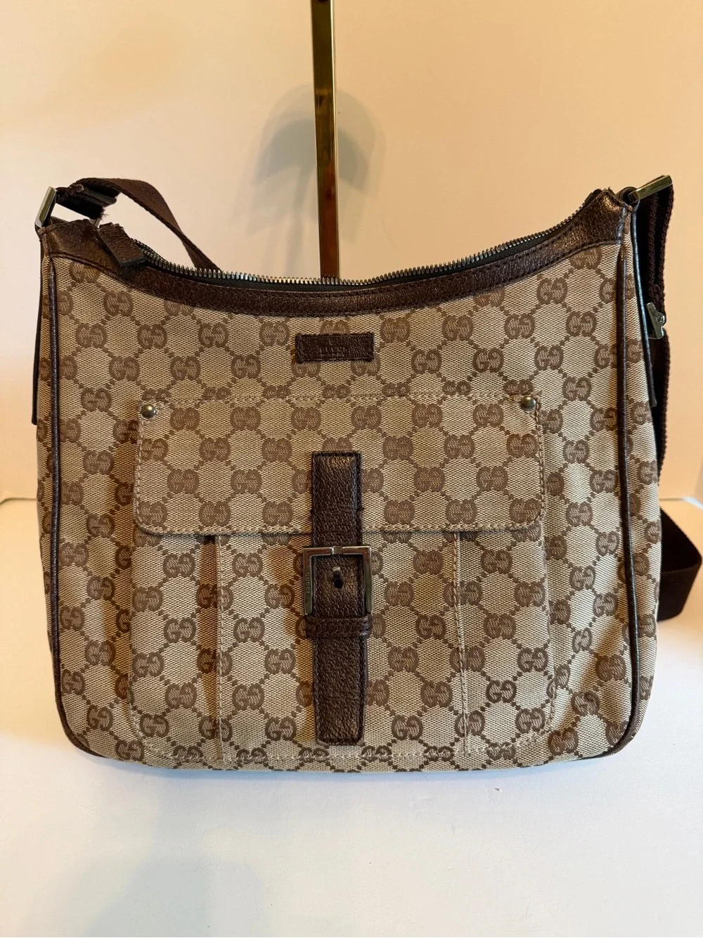 Gucci Brown/Tan GG Canvas Messenger Bag